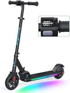 [Gift for Children's Day] SmooSat E9 PRO Electric Scooter for Kids, Colorful Rainbow Lights, LED Display, Adjustable Speed and Height, Foldable and Lightweight Electric Scooter for Kids Age 8+