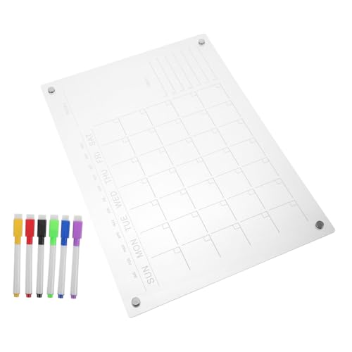 VILLFUL Magnético Acrílico para Refrigerador Pizarra Borrable de Planificación y Mensual Tablero de Mensajes Transparentes Organizador de Diseño Elegante y