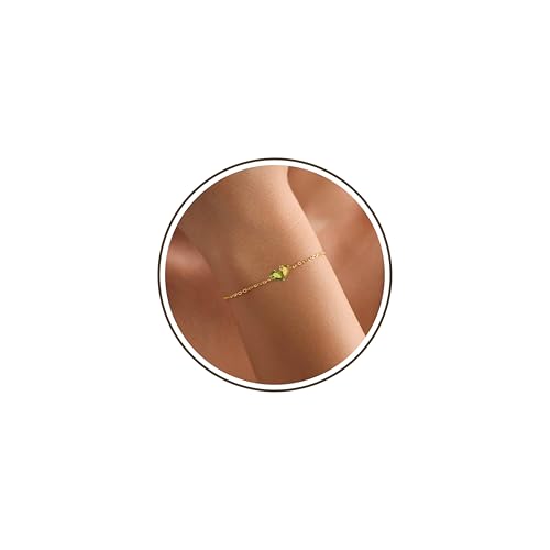 Birthstone Bracelets for Women, Dainty Gold Bracelet with Birthstone Birthday Gifts for Her Mothers Day Gifts Trendy Stuff 14k Plated Adjustable Link Bracelet Anniversary Christmas Jewelry