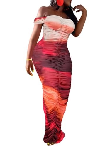 Robe longue moulante sexy avec épaules dénudées coupe sirène extensible