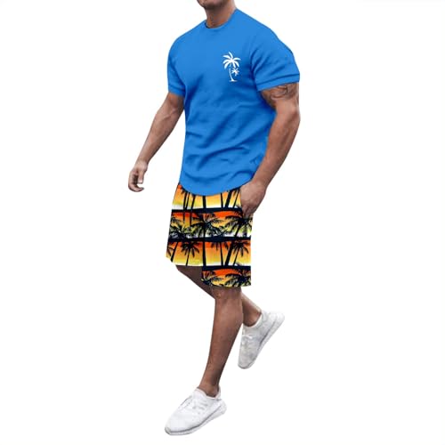 Ensemble homme 2 pièces avec t-shirt manches courtes et short bleu XXXXXXL