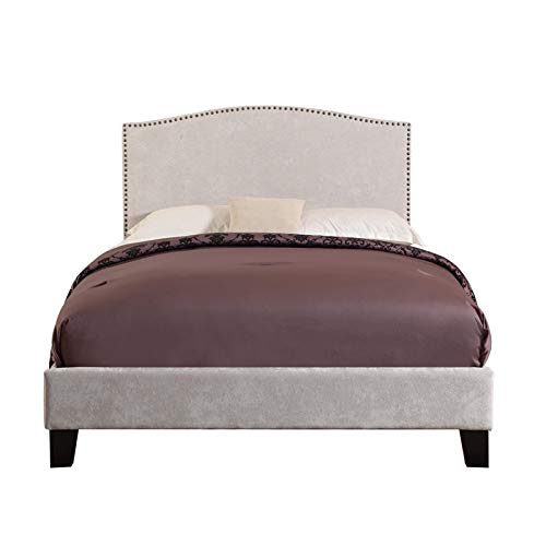 Pemberly Row Saint Lucia Cream Upholstered Queen Platform Panel Bed