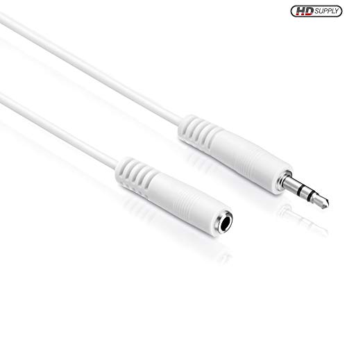 HDSupply AC016-020 Cable de extensión de audio de 3,5 mm macho a 3,5 mm hembra, diseño ultrafino, 2,00 m, blanco