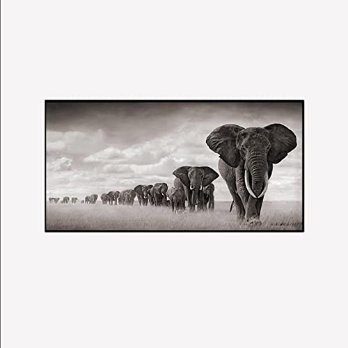 HGLLL Lienzo Pintura Elefantes africanos Carteles e Impresiones Salvajes Imágenes artísticas de Pared Sala de Estar Decoraciones Cover