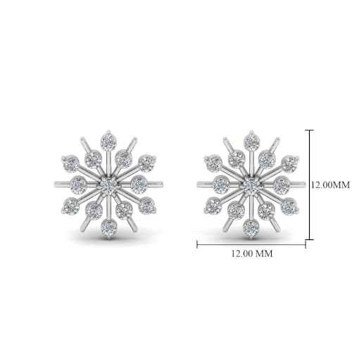 14K Gold 1/2 Carat Round Cut Lab Grown Diamond Snowflake Stud Earrings For Women (0.45 Ctw, G-H Color, SI1-SI2 Clarity) Premium Collection3