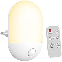 Lampara Tenue Bebe Luz Nocturna Para Bebé con Mando a Distancia, Con Función de Temporizador, Luz Cálida y Blanca, 3 Niveles de Brillo Ajustables, LED Para habitaciones Infantiles, Pasillo, Garaje, Baño
