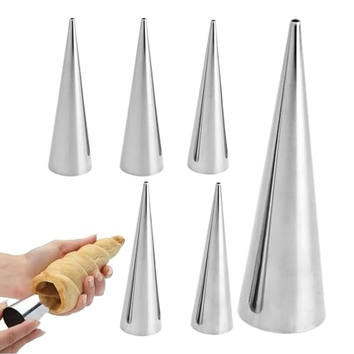 Janurium 6 moldes de cono para hornear, moldes para croissants de acero inoxidable, moldes de cuerno para hornear, moldes antiadherentes para hornear croissants