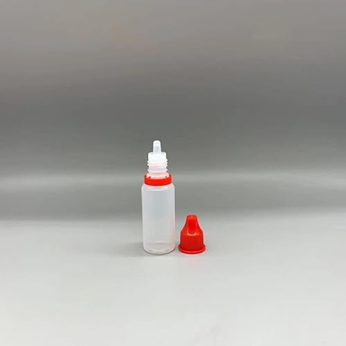 Miniatura 7 de Heyiarbeit PE translúcido gotero botella 1.0 fl oz pequeña boca gota botellas vacías exprimible ojo líquido gotero botella roja tapa 10 unids