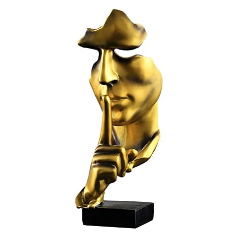 Estatuas de pensador, el silencio es de Oro Esculturas de resina abstractas modernas Creativo sencillez Personas Estatuilla Habitación Decoraciones para el hogar Artesanía Regalo Cover