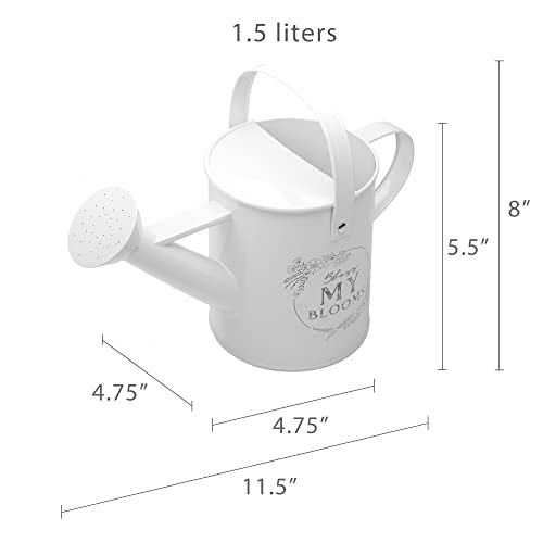 Barnyard Designs Galvanized Metal Small Watering Can Indoor Plants Mini Watering Can For Outdoor Plants Indoor Plant Watering Can, Small Watering Can For Indoor Plants Water Can 1.5 L, 11.5X5.5 White #TOP3