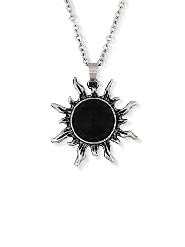 Sacina Gothic Boho Sun Necklace, Black Sun Grunge Witchy Necklace, Christmas New Year Jewelry Gift For Women