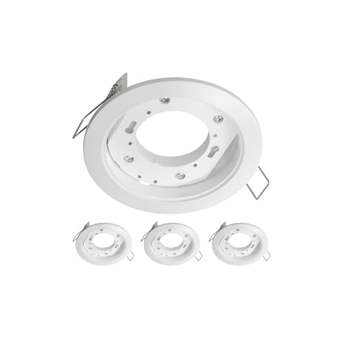 ledscom.de 4 pezzi plafoniera da incasso ZOBE, bianco semilucido, rotonda, 107mm Ø, 1x GX53 max. 25W
