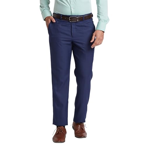 Image of Park Avenue Smart Fit Polyester Blend Checks Pattern Flat Front Formal Trouser