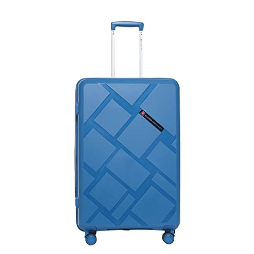 Image of SWISS MILITARY Star Luggage Bag, Textured Hard-Sided Trolley Bag, Cabin Luggage, Overnighter Trolley Bags|Durable ABS Body, Ergonomic 360 Rotatable Wheels, TSA Lock, 24 inches, Navy Blue, 1