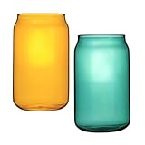 Beavorty Multifunktionale Trinkgläser 2 Stück aus Bruchsicherem Borosilikatglas Kreative Bunte...