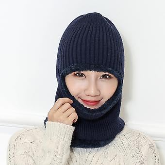 Image of Snow Proof Inside Fur Wool Unisex Monkey Beanie Cap Hat | Breathable Knit Thick Fleece Lined Foldable Use as Skull Woolen Winter Caps Hat Men & Women | Motorcycle Balaclava | Freesize