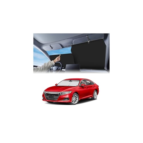 KUST Upgraded 2 Pack Retractable Automotive Sunshade Car Window Sunshades (Not fit for Truck) Adjustable Auto Thickened Sunshade Car Accessories for All Season Black and Silver Blocks UV Rays