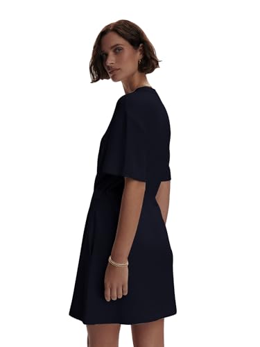 Image of COCOMARTS Dresses for Women Summer Short Sleeve Crew Neck Sweatshirt Dress Drawstring Waist Tunic Tops Mini Vacation Sundress