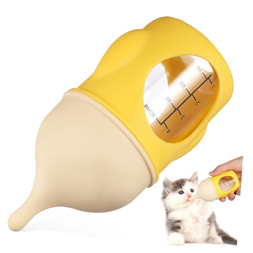 Abaodam Babyflasche Welpenflasche 80 Ml aus Bpa Freiem Kunststoff mit Milchflussventil für Neugeborene Katzen und Welpen in Reisegröße