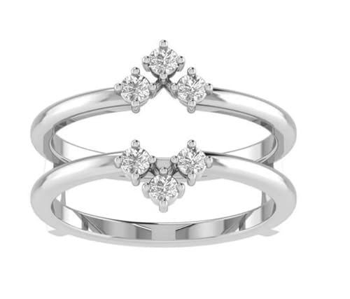 Ranjeeta Round Cut Simulated White Diamond 925 Sterling Silver 14K White Gold Over Diamond Wedding Enhancer Wrap Ring Guard for Women's