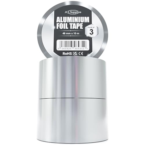 JFA Supplies Aluminium Heat Resistant Foil Tape 48mm x 10m - Pack of 3