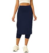 Aurgelmir Womens Tennis Skirt with Capris Leggings Golf Knee Length Skorts Athletic Long Skirts f...