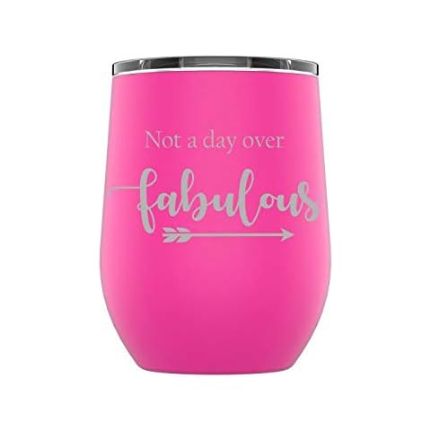 Stainless Steel Camping & Travel Powder Coated Wine Glass Tumbler with Splash Proof Lid, Triple Wall Vacuum Insulated, Mug Coffee Cup|Travel, Camping, Work|Hot Cold Drinks (Pink, Fabulous) Cover