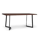 SIMPLIHOME Watkins SOLID MANGO WOOD 72 inch x 36 inch Rectangle Industrial Contemporary Dining Table with Inverted Metal Base in Dark Brown, for the Dining Room and Kitchen, Industrial Contemporary