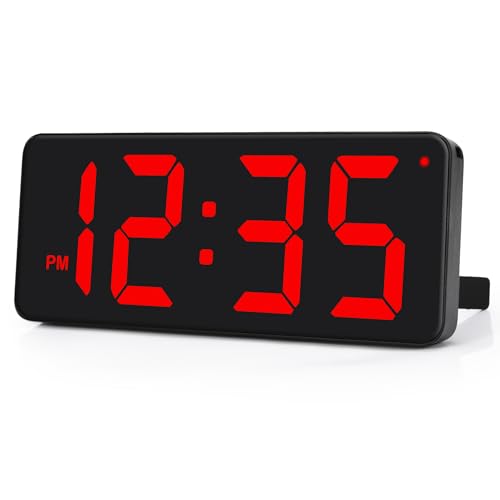 U-picks Wall Clock Digital Clock, Digital Wall Clocks Large display with Big Digits, Auto Light control,Easy to Use,12/24 Hr, Silent Wall/Desk Clock for living room/Warehouse/Garage-Red(Adapter)