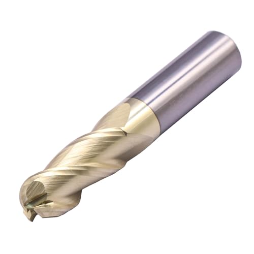 Image of 1 /2 inch 3 Flute Ball Nose Solid Carbide End Mill for Aluminum - ZrN Coated | 37 Degree Helix, 1 /2 inch Cutting Diameter, 1 /2 inch Shank Diameter, 1-1 /4 inch Length of Cut, 3 inch Overall Length