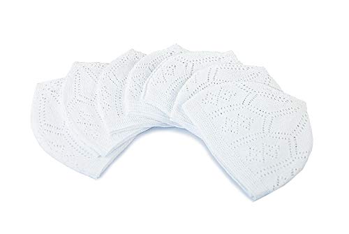 ihvan online Turkish Muslim Kufi Hats for Men, Taqiya, Takke, Peci, Islamic Caps, Ramadan Eid Islamic Gifts, White, Standart Size, Pack of 12