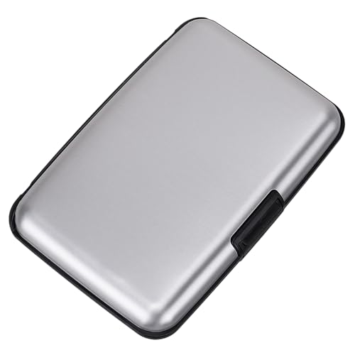 Image of ELFISH Mini RFID Aluminum Wallet Credit Cards Holder Business Card Case Metal ID Case for Men Women (Silver)