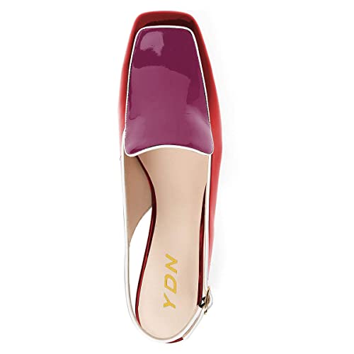 Image of YDN Women Closed Square Toe Block Low Heels Slingback Formal Loafer Dressy Shoes Office Lady Pump Size 4-15 US