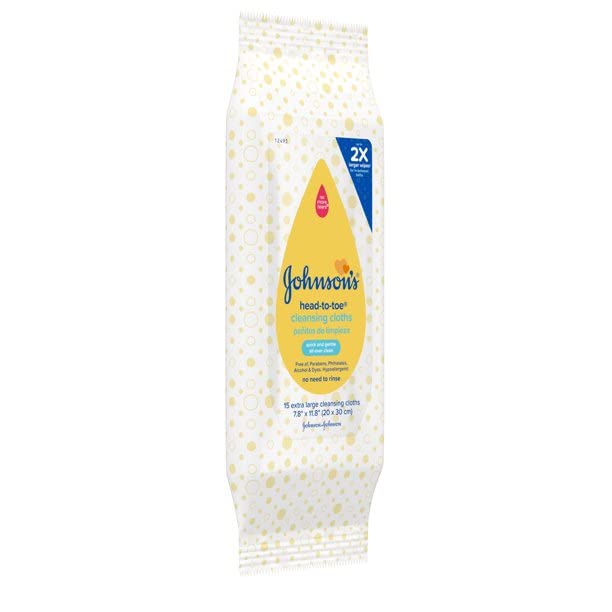 Image of Johnson & Johnson 117008 Head-to-Toe Cleansing Clothe, 15 Count(Pack of 6)