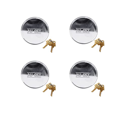 NU-SET 2-7/8 Inch Heavy Duty Solid Steel Hockey Puck Padlock with Hardened Reinforced shackle for superior cut resistance.Hidden Shackle Design resists pulling and prying, Chrome Finish,4 piece,5373-3