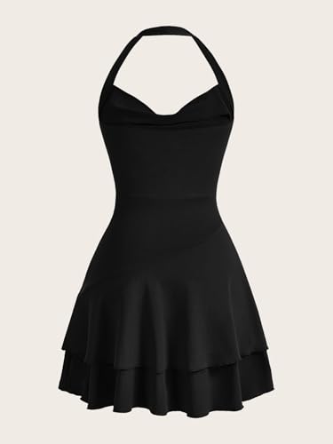 Image of SOLY HUX Cute Halter Mini Dresses for Women Summer Sexy Club Party Backless Short Sundress