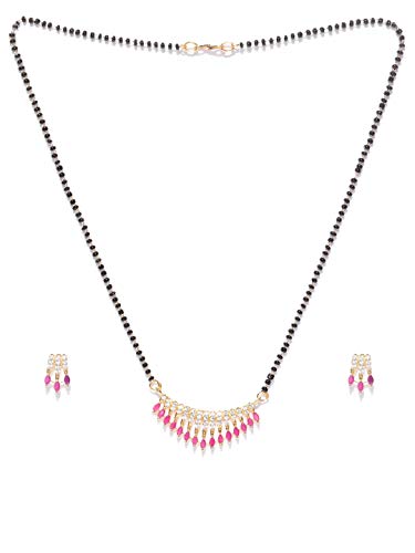 Classic Pink American Diamond Mangalsutra Set