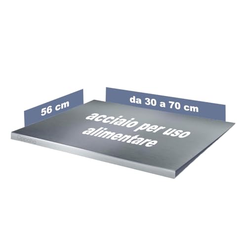 Oppaha - Spianatoia da Cucina in Acciaio Inox - Piano da Lavoro Compatto per Impastare - Superficie in AISI 304 - Tappetino Antiscivolo Incluso -56x30 cm