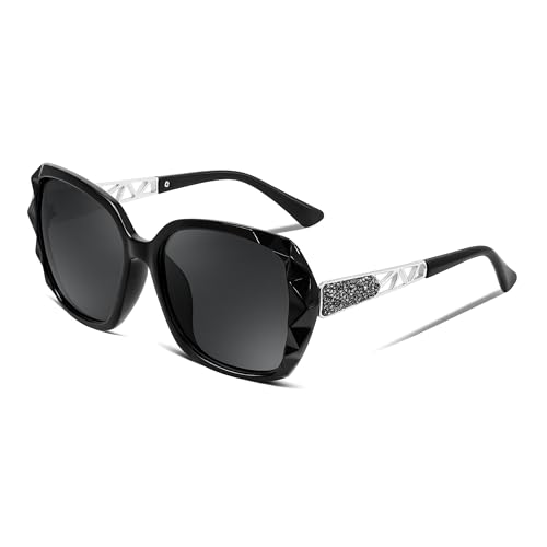Image of FEISEDY Oversized Sunglasses for Women Square Polarized Sparkling Frame B2289