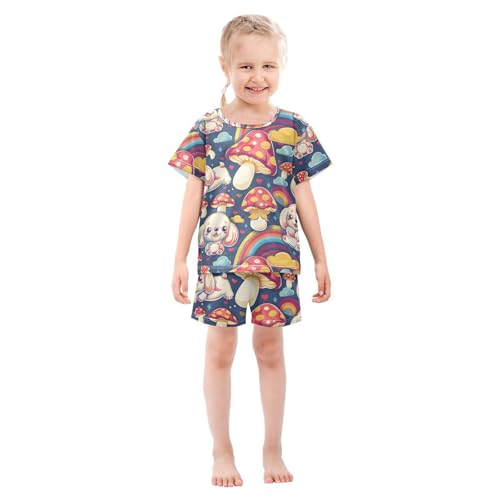 ALAZA Mushroom Puppy Dog Cloud Heart Pajamas Short Sleeve 2 Piece Sleepwear Top and Bottom Pajama Set Unisex3