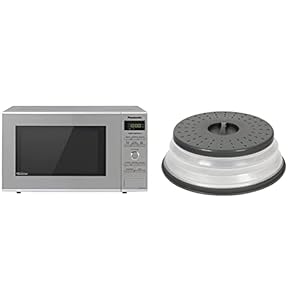 Panasonic Microwave Oven NN-SD372S Stainless Steel Countertop/Built-In with Inverter Technology and Genius Sensor, 0.8 Cu. Ft, 950W & Tovolo Vented Collapsible Medium Microwave Cover (Charcoal)