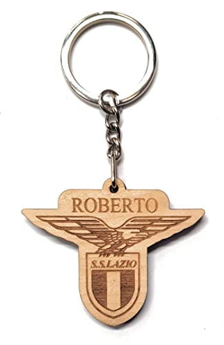 Portachiavi personalizzato S.S. LAZIO in legno con nome personalizzato- Portachiavi squadra del...