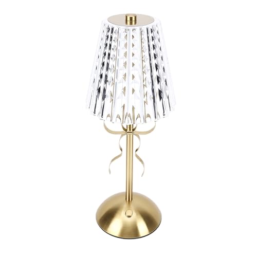 Hyuduo Vintage Table Lamp Cordless Rechargeable Desk Lamp Wireless Table with Elegant Bow Accent for Bedroom Dining Room Living Room