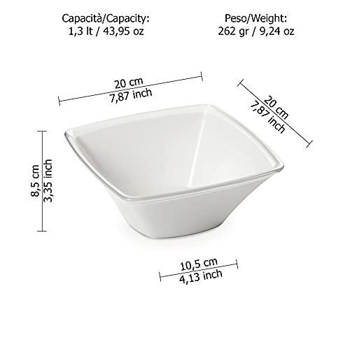Omada Design Kitchen Bowl 1.3 L, Unbreakable Acrylic Salad Bowl, Dishwasher Washable, Made in Italy, Square Line - Image 2