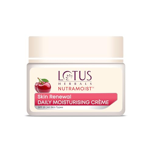 Lotus Herbals Nutramoist Skin Renewal Daily Moisturising Face Cream SPF 25 | Light Weight and Non Greasy| For All Skin Types|Enhances Skin Softness and Suppleness|For women and Men| 50g