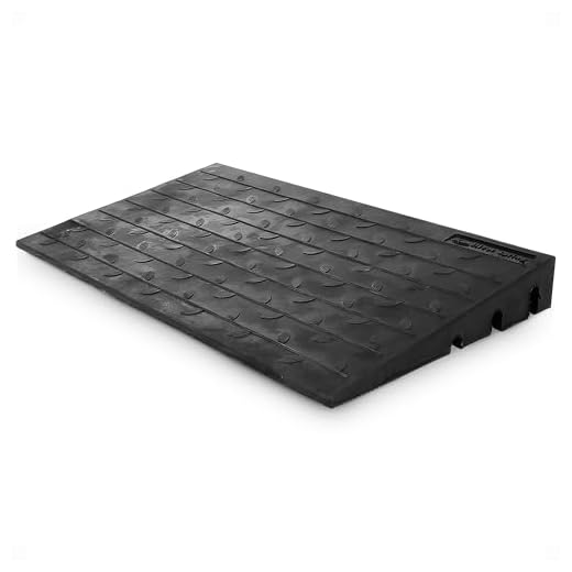 Silver Spring 4" High Rubber 3-Channel Threshold Ramp for Wheelchairs, Mobility Scooters, and Power Chairs, with Slip-Resistant Surface - DH-UP-84