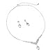 Silver Crystal Teardrop Dangle Earrings Teardrop Centerpiece Necklace Jewelry Set