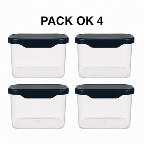 Image of Multi-Purpose Container, Transparent Kitchen Organizer Box, Airtight Dry Food Storage Jar for Rice, Flour, Snacks & Grocery Storage, BPA Free, Space Saving Design (4, 500, Milliliters)