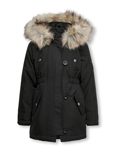 ONLY Girl 152-Parka Larga para niña, Color Negro Parka, 152 cm para Niñas