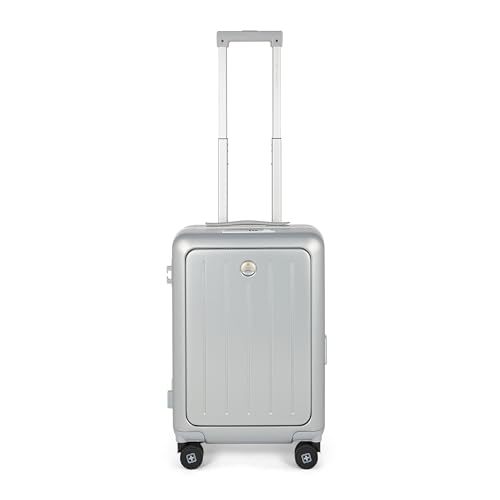 Image of SWISS MILITARY Black Gold Collection Bristol Luggage, Anti-Theft Zipperless Trolley, TSA Lock, 360 Wheels, USB & Type-C Port, 14 inch Laptop Compartment, 44L, Makrolon PC, (Free Cover) White, 55cm